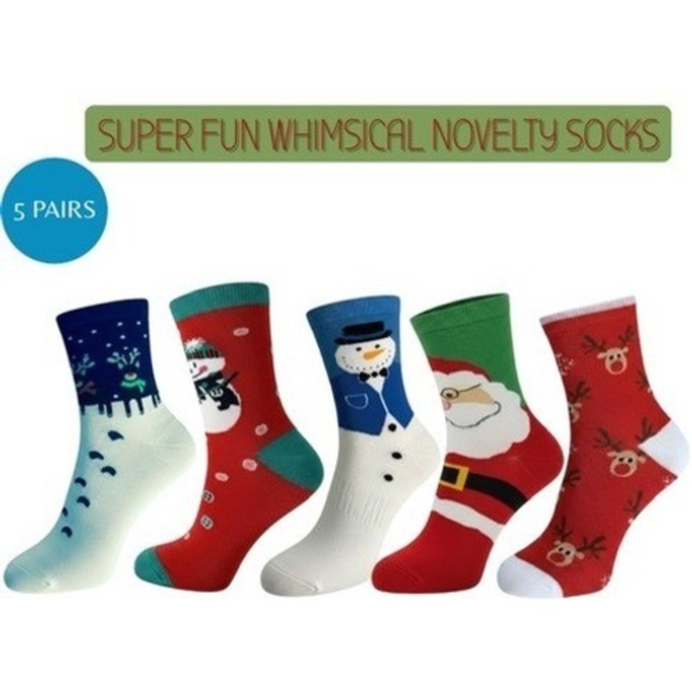 Calcetines Navideños Novedad Tallas 5.5-8.5 Unisex Suaves Y Cómodos Paquete De 5